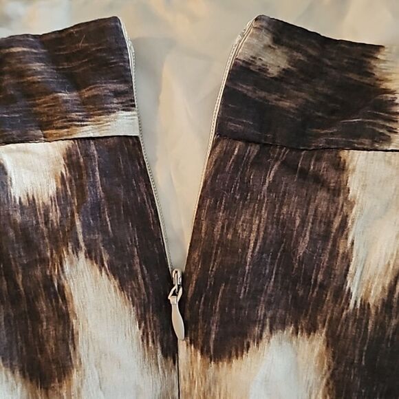 Calvin Klein Women’s Animal Print Pleated Full A Line Skirt Tan Brown Size 6 - Picture 5 of 8